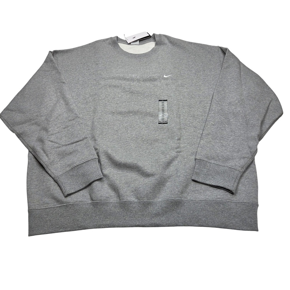 Nike Solo Swoosh Crewneck Sweatshirt DX1361-063 Mens XXL Dark Grey Heather Logo
